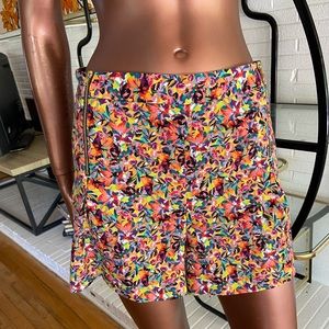 Topshop floral high waisted zipper shorts